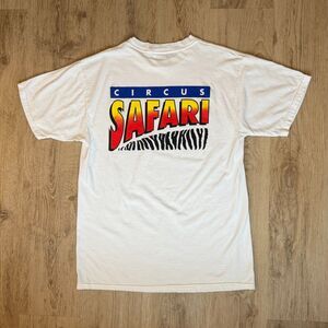 Tultex Graphic T-Shirt Circus Safari Passport White Large Vintage 1998